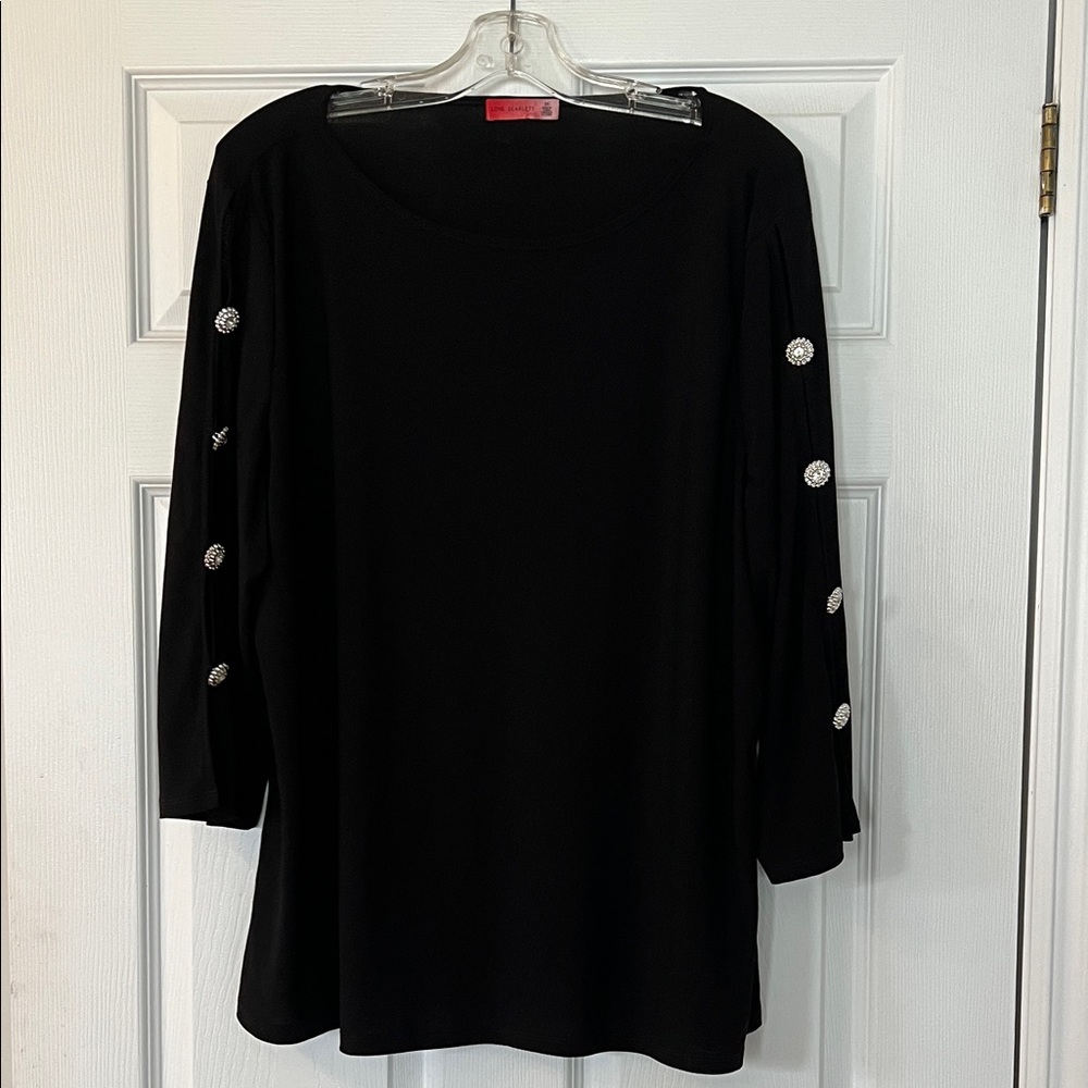 Love Scarlett Black Top with rhinestone Accents